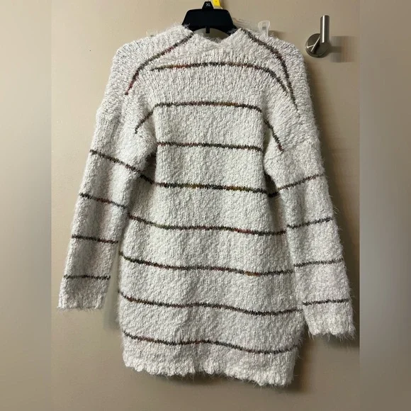 ALTAR'D STATE Mohair Eyelash Open Cardigan Sweater with Pockets Striped-Boho Med - Picture 2 of 4